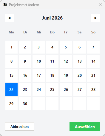 Startdatum ändern